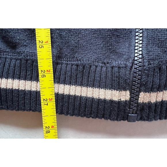 Eddie Bauer Mens Blue Tan Stripe Full Zip Knit Sweater Jacket XL Cotton - Picture 9 of 9